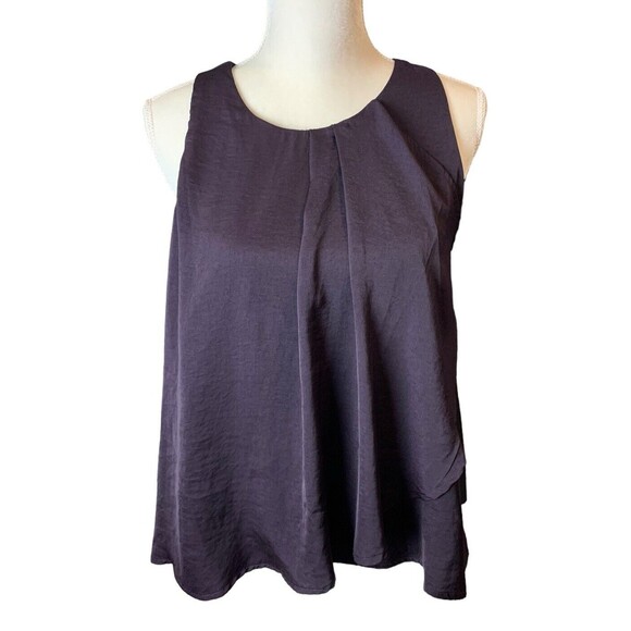 Banana Republic Sleeveless Layered Blouse Women's Size Small Deep Purple Lined - Picture 1 of 14